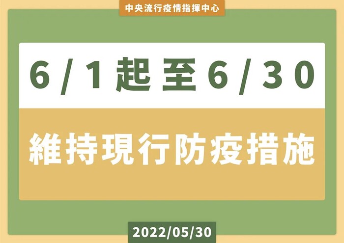 0601-0630維持現行防疫措施