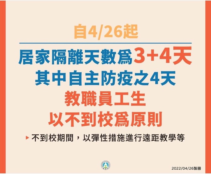 自主防疫4天師生不到校為原則